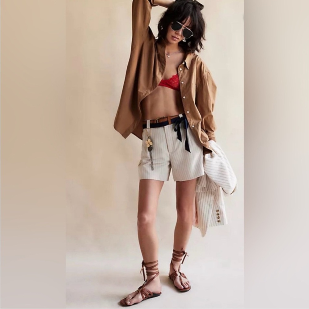NWT Free People Perfect Prep pleated belted shorts - 14